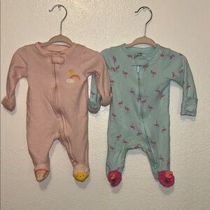 Carter's Pink and Blue Flamingo Footies